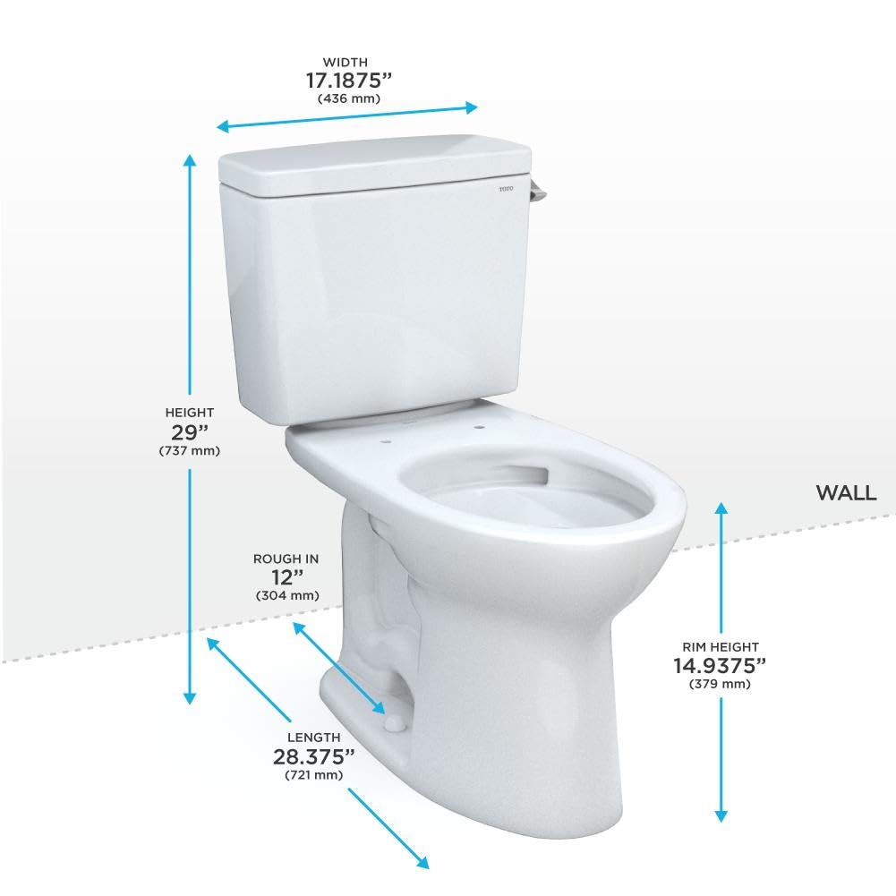 TOTO Drake Two-Piece Elongated 1.28 GPF TORNADO FLUSH Toilet with TOTO Drake Two-Piece Elongated 1.28 GPF TORNADO FLUSH Toilet with